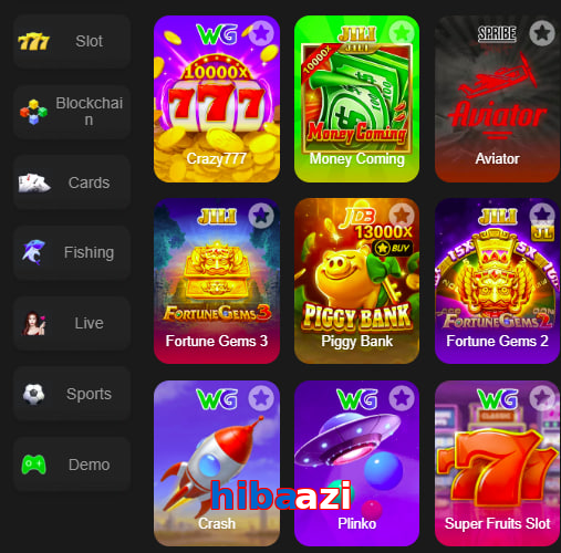 Main screen of Hibaazi game page for PK players